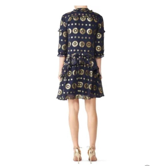 SALONI
Navy Gold Tilly Ruffle Dress in size 4 - Picture 5 of 12